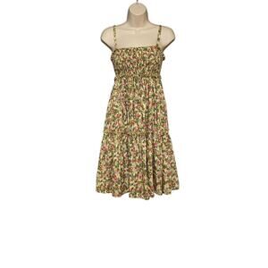 BCBG MAXAZRIA Girls Midi Dress Size Large Green Sleeveless Floral 100% Cotton